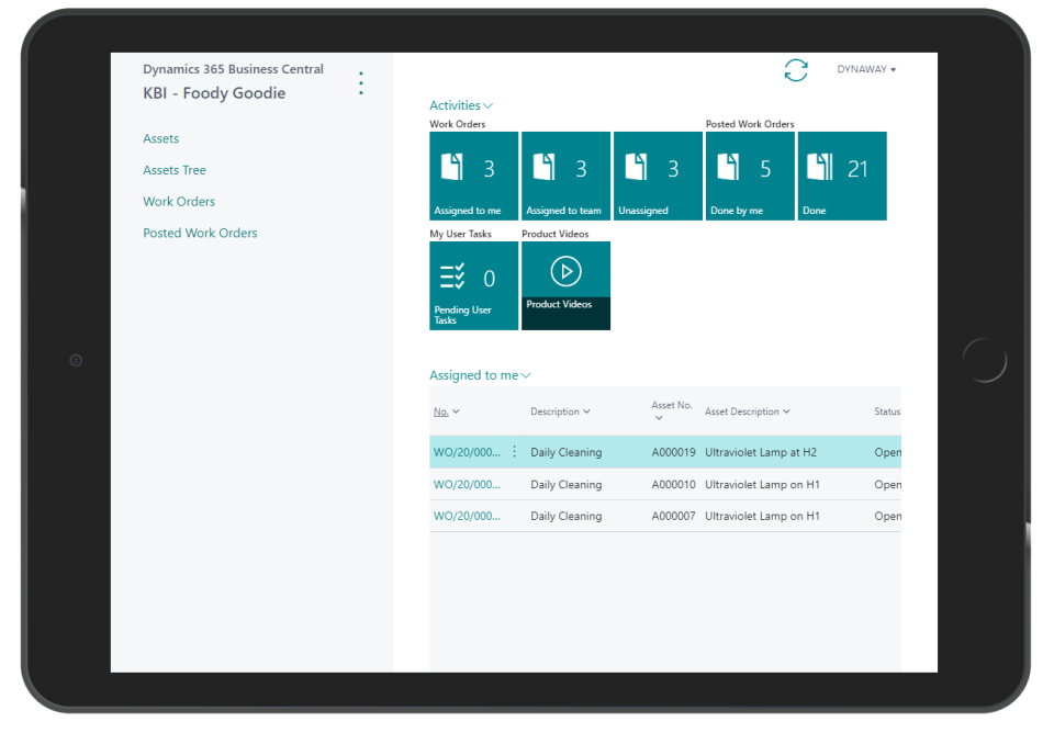 screenshot of Dynaway EAM